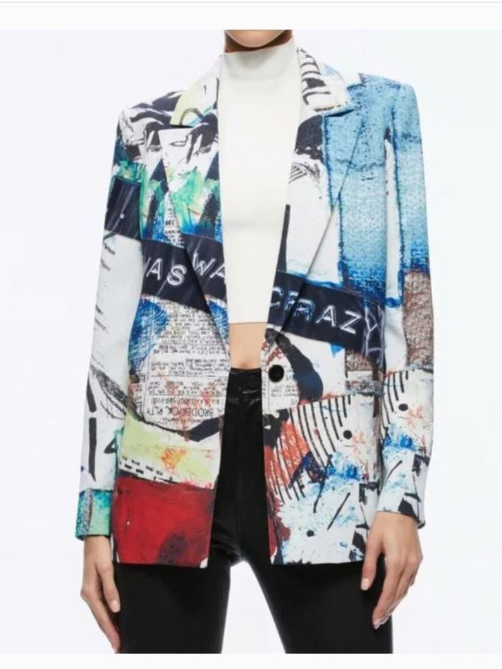 Alice + Olivia x Basquiat Denny Blazer Jacket Confidential He Was Crazy Paint